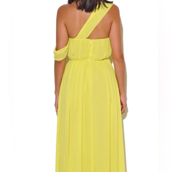 High Slit Yellow Chiffon Maxi Dress - Picture 8 of 8